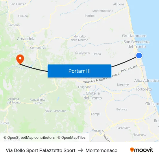 Via Dello Sport Palazzetto Sport to Montemonaco map