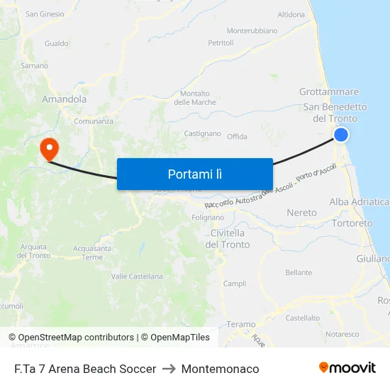 F.Ta 7 Arena Beach Soccer to Montemonaco map