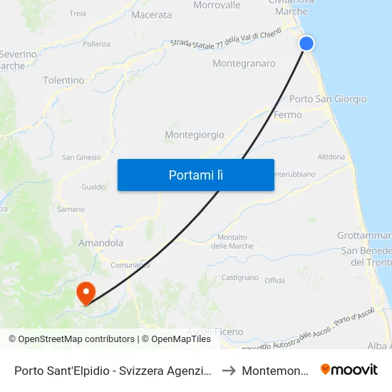Porto Sant'Elpidio - Svizzera Agenzia MA to Montemonaco map