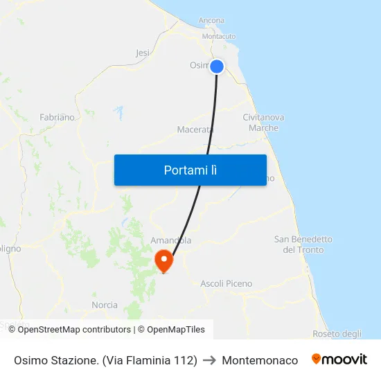 Osimo Stazione. (Via Flaminia 112) to Montemonaco map