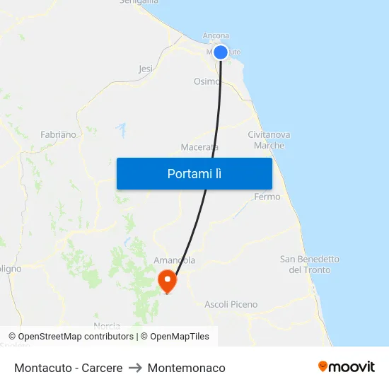 Montacuto - Carcere to Montemonaco map