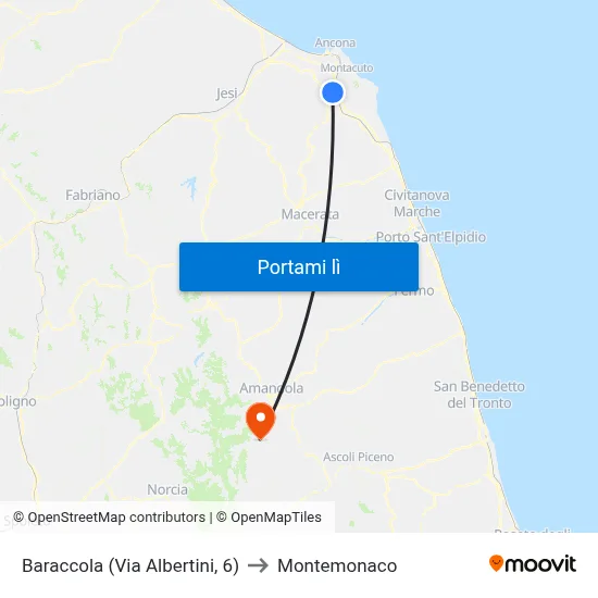 Baraccola (Via Albertini, 6) to Montemonaco map