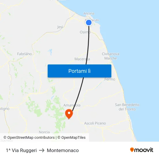 1^ Via Ruggeri to Montemonaco map
