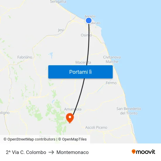 2^ Via C. Colombo to Montemonaco map