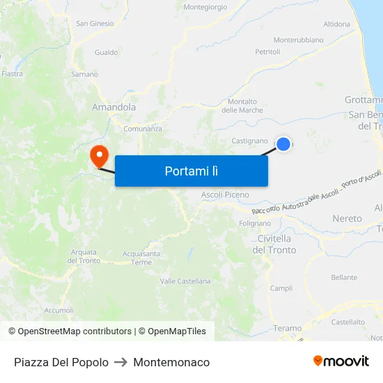 Piazza Del Popolo to Montemonaco map
