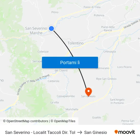 San Severino - Localit Taccoli Dir. Tol to San Ginesio map