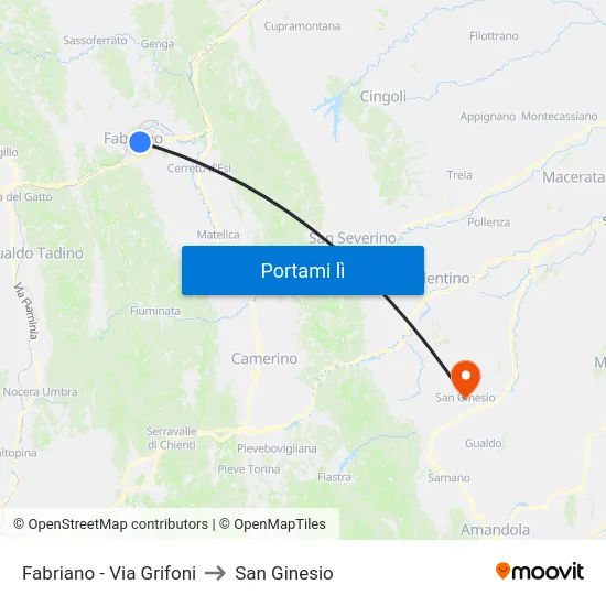 Fabriano - Via Grifoni to San Ginesio map