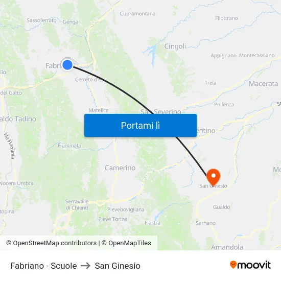 Fabriano - Scuole to San Ginesio map