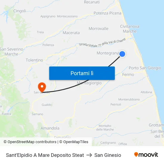 Sant'Elpidio A Mare Deposito Steat to San Ginesio map