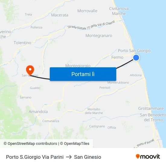Porto S.Giorgio Via Parini to San Ginesio map
