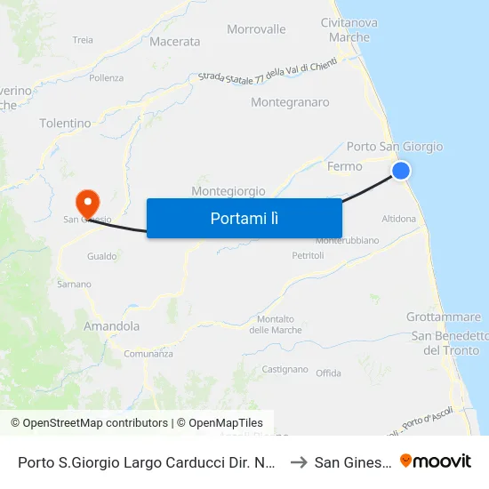 Porto S.Giorgio Largo Carducci Dir. Nord to San Ginesio map