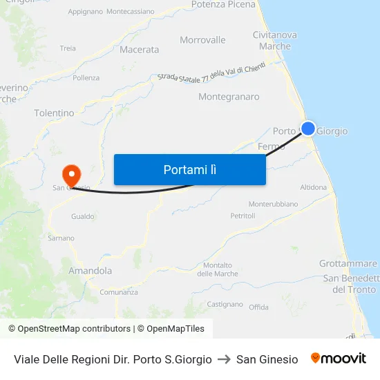 Viale Delle Regioni Dir. Porto S.Giorgio to San Ginesio map