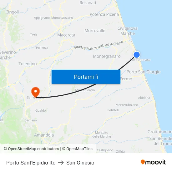 Porto Sant'Elpidio Itc to San Ginesio map