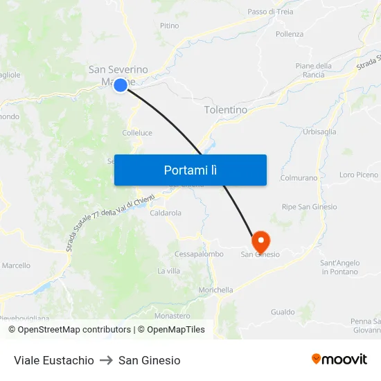 Viale Eustachio to San Ginesio map