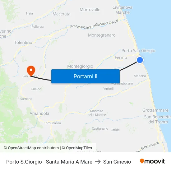 Porto S.Giorgio - Santa Maria A Mare to San Ginesio map