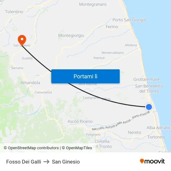 Fosso Dei Galli to San Ginesio map