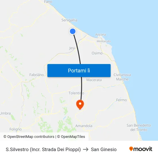 S.Silvestro (Incr. Strada Dei Pioppi) to San Ginesio map