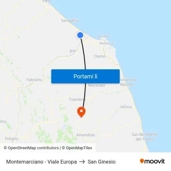 Montemarciano - Viale Europa to San Ginesio map