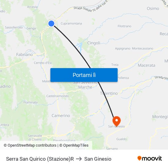 Serra San Quirico (Stazione)R to San Ginesio map