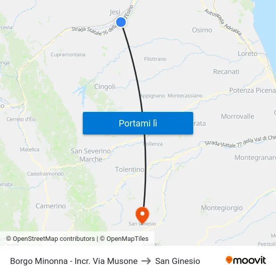Borgo Minonna - Incr. Via Musone to San Ginesio map