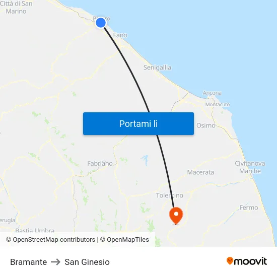 Bramante to San Ginesio map