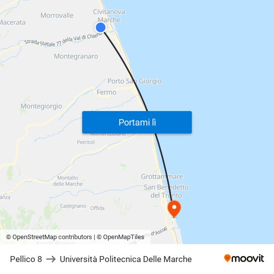 Pellico 8 to Università Politecnica Delle Marche map