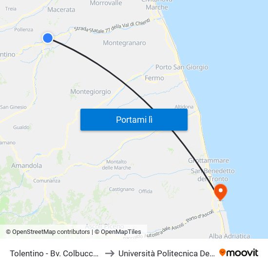 Tolentino - Bv. Colbuccaro (Sasp) to Università Politecnica Delle Marche map