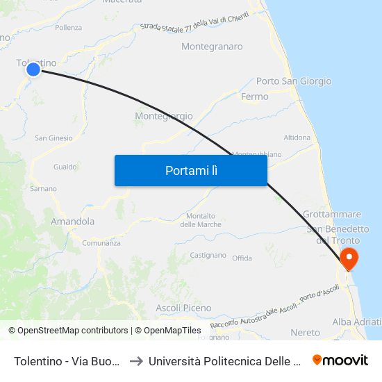 Tolentino - Via Buozzi 59 to Università Politecnica Delle Marche map