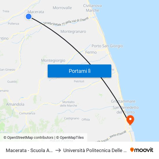 Macerata - Scuola Agraria to Università Politecnica Delle Marche map