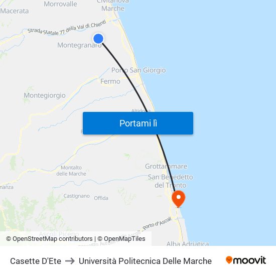 Casette D'Ete to Università Politecnica Delle Marche map