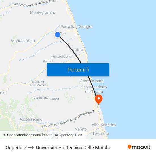 Ospedale to Università Politecnica Delle Marche map