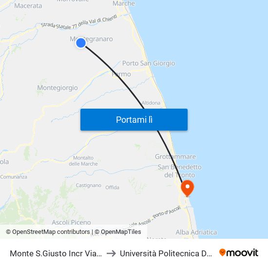 Monte S.Giusto Incr Via Berlinguer to Università Politecnica Delle Marche map