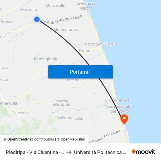 Piediripa - Via Cluentina - Incr. Anniba to Università Politecnica Delle Marche map
