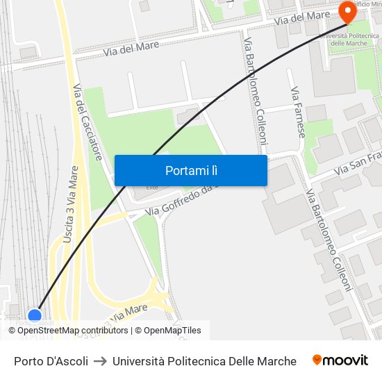 Porto D'Ascoli to Università Politecnica Delle Marche map