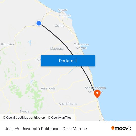 Jesi to Università Politecnica Delle Marche map