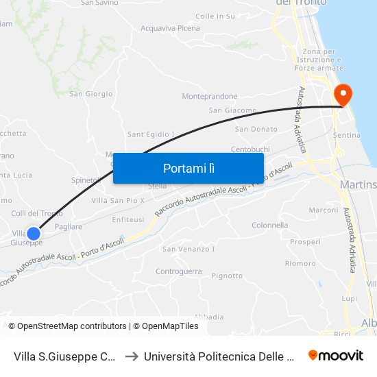 Villa S.Giuseppe Chiesa to Università Politecnica Delle Marche map