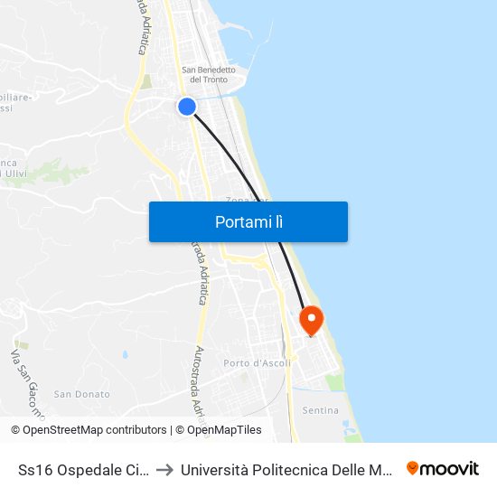 Ss16 Ospedale Civile to Università Politecnica Delle Marche map