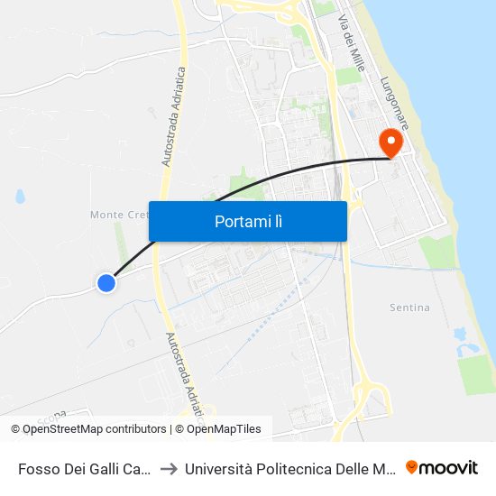 Fosso Dei Galli Cabina to Università Politecnica Delle Marche map