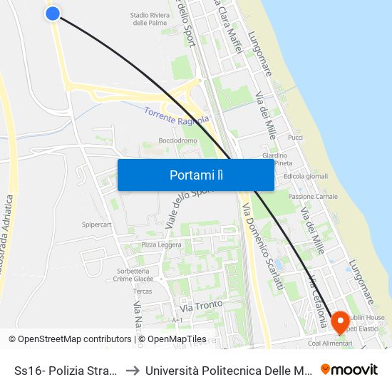 Ss16- Polizia Stradale to Università Politecnica Delle Marche map