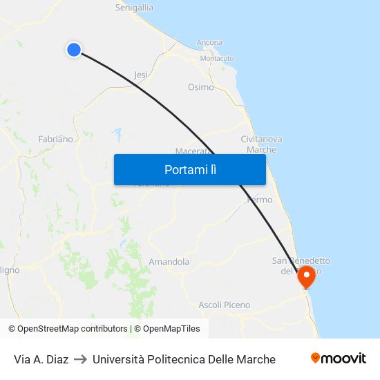 Via A. Diaz to Università Politecnica Delle Marche map