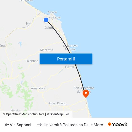 6^ Via Sappanico to Università Politecnica Delle Marche map