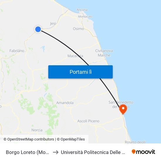 Borgo Loreto (Moplan) to Università Politecnica Delle Marche map