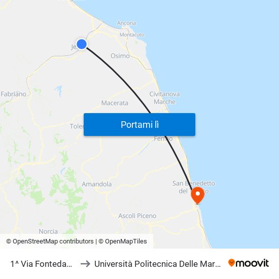 1^ Via Fontedamo to Università Politecnica Delle Marche map