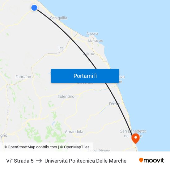 Vi° Strada 5 to Università Politecnica Delle Marche map