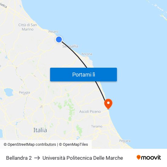 Bellandra 2 to Università Politecnica Delle Marche map