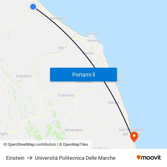 Einstein to Università Politecnica Delle Marche map