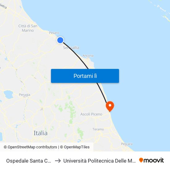 Ospedale Santa Croce to Università Politecnica Delle Marche map