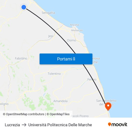 Lucrezia to Università Politecnica Delle Marche map
