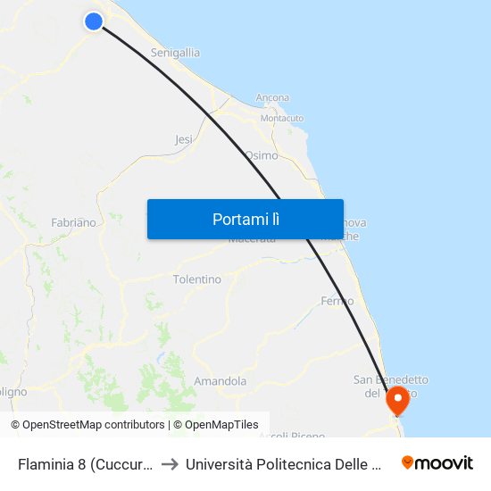Flaminia 8 (Cuccurano) to Università Politecnica Delle Marche map