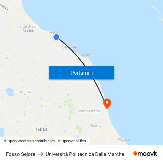 Fosso Sejore to Università Politecnica Delle Marche map